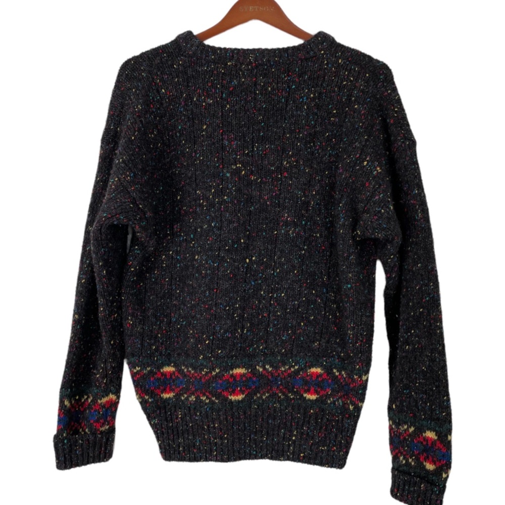 Woolrich sweater vintage hand knit wool black flecked men’s size M - Picture 2 of 6